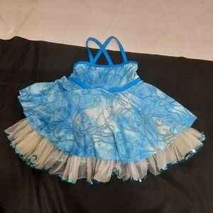 Girls Ballet dancer Costume Blue swirl pattern  Child 4-6